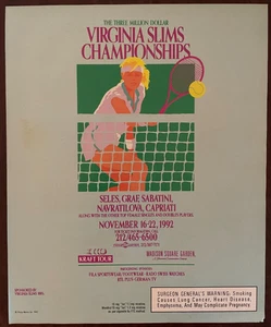 Pubblicità stampa vintage Virginia Slims campionati di tennis 1992 Seles Graf Navratilova - Foto 1 di 1