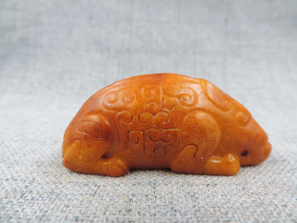 Ancient Chinese Hetian Jade Manual Sculpture Hand-carved Mythical Creatur I - Image 1 of 4