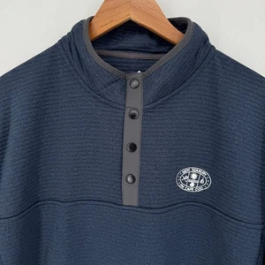 Johnnie O XXL Blue Quilted Textured Pullover Mens 1/4 Button Up LOGO - Picture 1 of 8