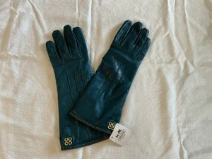 Guantes de cuero Coach vintage forro cachemir talla 8 verde para mujer - Imagen 1 de 16