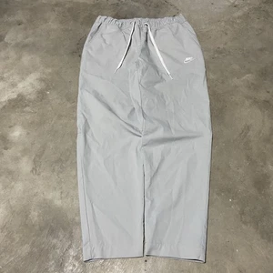 Y2K Nike Track Pants Mens size L Gray Swoosh Sportswear Drawstring Baggy - Picture 1 of 4