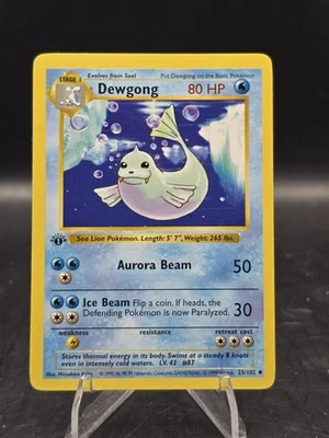 Pokemon TCG Dewgong 25/102 1st Edition Shadowless Base Set LP - Image 1 of 2