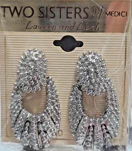 Pendientes Clip Vintage Dos Hermanas Medici Lauren & Leah Tono Plata Nuevo de Lote Antiguo - Imagen 1 de 4