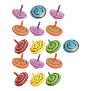 2 PCS Wooden Small Spinning Top Child Kids Novelty Toys Activities - Picture 1 of 12