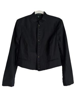 Ralph Lauren LRL льняной военного стиля черная куртка латуни кнопки женщин размер 10 - Изображение 1 из 4