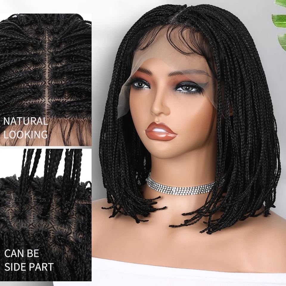 Peluca corta Bob Box trenzas para mujer negra peluca briaded frontal de encaje con pelo de bebé Foto 1 de 4
