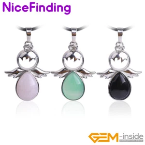 Verschiedene Steine fliegende Engelsflügel Schmuck Anhänger Halskette 16" Weihnachtsgeschenk - Bild 1 von 64