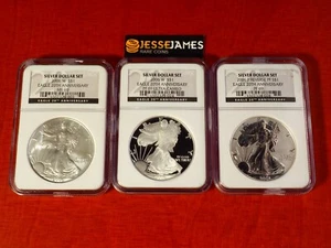 2006 P REVERSE PROOF SILVER EAGLE NGC PF69 W MS69 3 COIN 20TH ANNIVERSARY SET - Picture 1 of 8