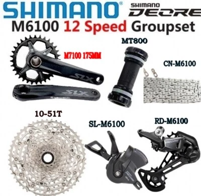 SHIMANO DEORE 1x12 Speed M6100 groupset Mountain Bike W/SLX M7100 Crankset 175MM - Image 1 of 4