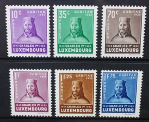 LUXEMBOURG 1935 Child Welfare: Charles I. Set of 6 Mint Lightly Hinged SG341/346 - Picture 1 of 2
