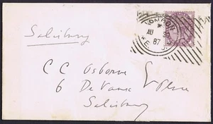 1887 1d Lilac Fine Hoster Machine cancel The Standard Newspaper to Salisbury - Picture 1 of 2
