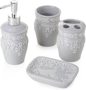Montemaggi Set in Ceramica Accessori Da Bagno, Include Dispenser, Portaspazzoli - Foto 1 di 12