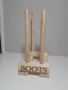 2 pair WAXED PERSONALISED Wellington boot wooden stand storage wellis welly rack - Picture 1 of 12