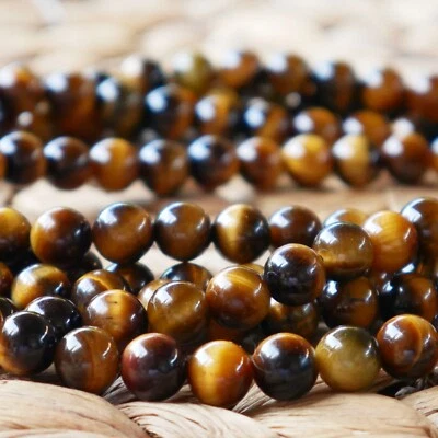 Nellys A GRADE TIGERAUGE golden braune Perlen Edelsteine 4-14mm Strang  - Bild 1 von 4