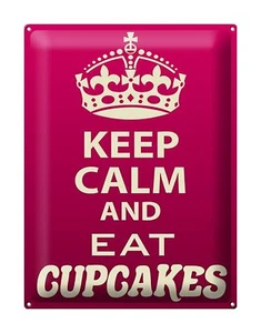 Blechschild Spruch 30x40 cm Keep Calm and eat Cupcakes Deko Schild tin sign - Picture 1 of 5
