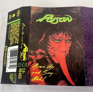 Open Up and Say...Ahh! by Poison 1988 Cassette J Card JACKET ONLY No Tape - Foto 1 di 8