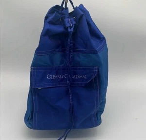 Vintage Clearly Canadian Blue Nylon Bucket Backpack Promo - Picture 1 of 9