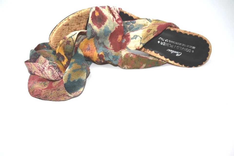 Donald J Pliner Beta-fco Flower Foulland/cork Ankle Strap Sz 10 M