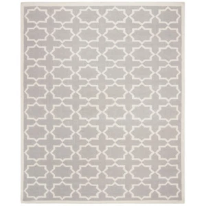 SAFAVIEH Dhurries DHU549G Handwoven Grey / Ivory Rug - Picture 1 of 26