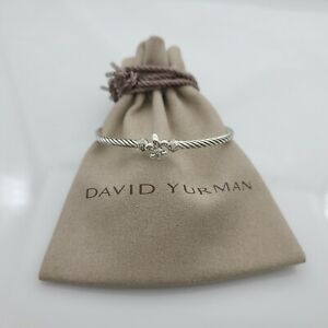 David Yurman Cable Collectibles Fleur-de-lis Diamond Bracelet .06 CW sz small