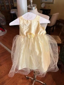 Vestido Marmellata Talla 3T Sin Mangas Amarillo Roseta Acento-Tul, Satén, Red - Imagen 1 de 6