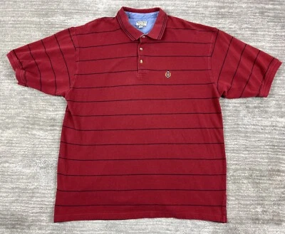 Camisa polo Bugle Boy para hombre 2XL roja azul a rayas manga corta 100 % algodón Foto 1 de 4