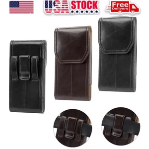 For iPhone 16 15 14 13 12 11 XS Pro Max Holster Pouch Leather Belt Clip Case - Picture 1 of 33