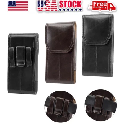 For iPhone 16 15 14 13 12 11 XS Pro Max Holster Pouch Leather Belt Clip Case - Image 1 of 4