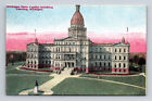 Michigan State Captiol Building Pink Sky Lansing Michigan Mi Postcard
