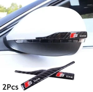 Audi Sline Carbon Fiber Pattern Rearview Mirror Protection Strip Pair - Picture 1 of 8
