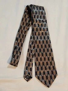Jones New York  100% Silk Men’s Neck Tie Black/Brown/Silver Checks - Picture 1 of 5