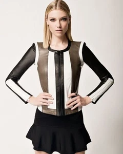 Helmut Lang Pax Leder Langarm Abendjacke Farbe Weiß Kombi Weiß S/P - Bild 1 von 5