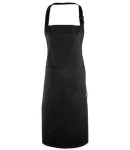 Premier Fairtrade Organic Cotton Black Large Pocket Bib Apron - Picture 1 of 1