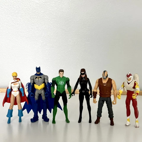 Mattel 3.75” DC Super Heroes Action Figure Lot - Batman Bane Catwoman Power Girl Cover