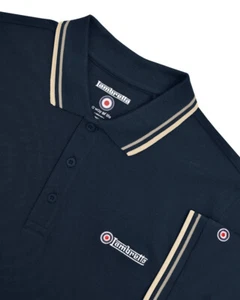 Lambretta Mens Polo Shirt Twin Tipped Lambretta Polo Shirt Navy Sizes M-4XL - Picture 1 of 6