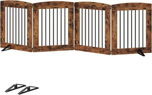 Indoor Dog Gate with Support Feet, 24 Inch 4 Panels, Freestanding Pet Gate for D - Picture 1 of 9