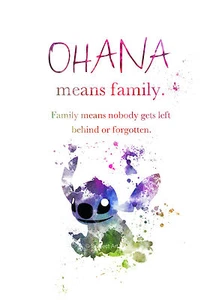 IMPRESIÓN ARTÍSTICA Lilo and Stitch Cita Ilustración, Disney, Ohana Significa Familia, Regalo - Imagen 1 de 2