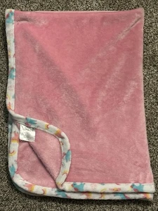 le Bebe FAVORITE Pink w/ Pink Unicorns & Rainbow Trim Baby Blanket - Picture 1 of 6