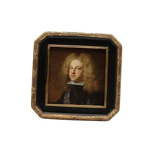 Small Vintage Picture Frame, Mini Antique Ornate Black and Gold Octagon 4x4 - Picture 1 of 7