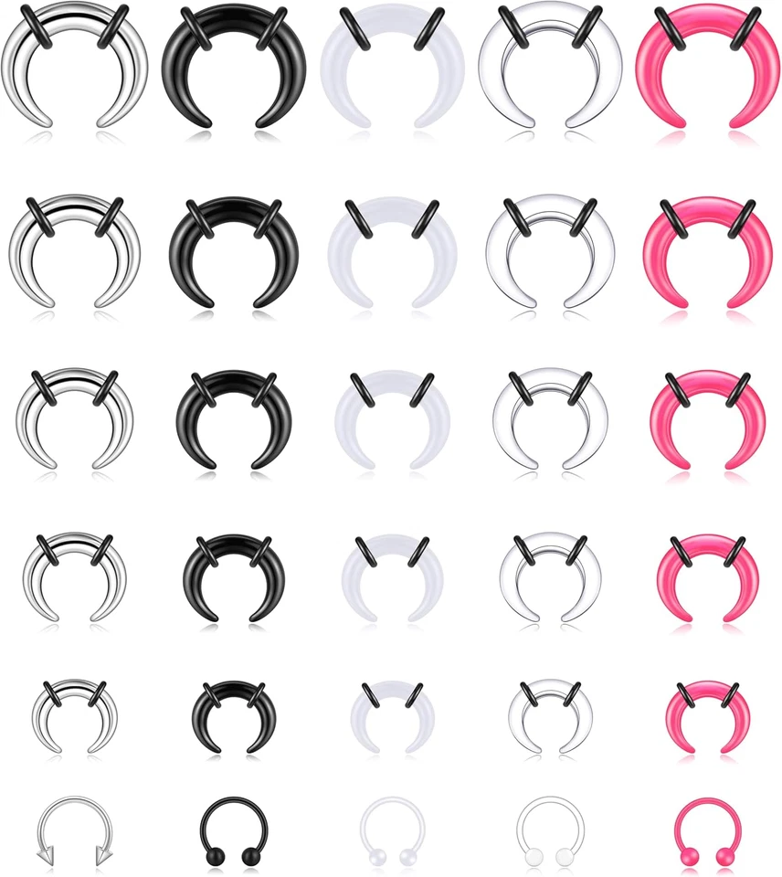 Kit de estiramiento de conos de pinza de tabique acrílico acero inoxidable piercing de tabique judío Foto 1 de 4