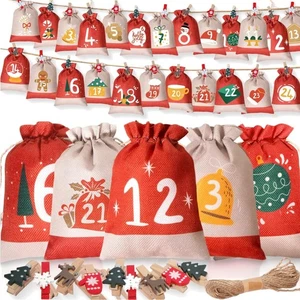 Großer Adventskalender zum Befüllen mit 24 Jutesäckchen 18x13cm für 2025 - Bild 1 von 2