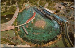 DISNEYLAND Calif. Postcard Submarine Lagoon & Monorail Aerial View - 1967 Cancel - Picture 1 of 2