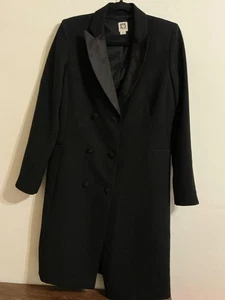 Chaqueta de vestir de esmoquin negra para mujer ANNE KLEIN talla 8 - solapa satinada vintage - Imagen 1 de 12