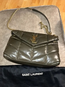 YVES SAINT LAURENT “SMALL LOU” PUFFER BAG NEW $3300 Light Musk - Picture 1 of 12