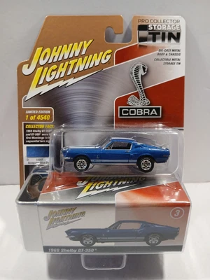 Johnny Lightning 1968 SHELBY COBRA GT-350 w/ Collectible Tin 1:64 Diecast - Blue - Image 1 of 2