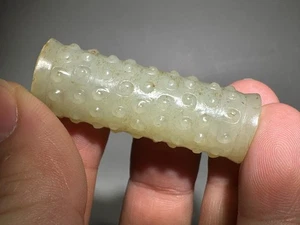 Raro Período de los Estados Combatientes 战国时期 Antiguo Jade Tallado "Le Zi" "Guan" Colgante L 4,7 cm - Imagen 1 de 15