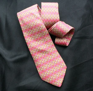 HERMES Seidenkrawatte Hufeisen Zick Zack Tomatenrot 7119 FA - Bild 1 von 4
