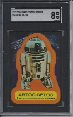 1977 Topps Star Wars Series 1 R2-D2 Artoo-Detoo Sticker #6 -  SGC 8 NM-MT - Image 1 of 2