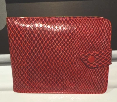 Billetera vintage Capitol roja imitación cocodrilo material doble plegable nueva  Foto 1 de 4