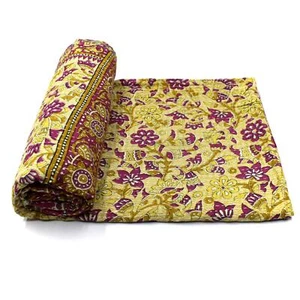 Edredón vintage indio hecho a mano algodón orgánico decoración del hogar ropa... - Imagen 1 de 6